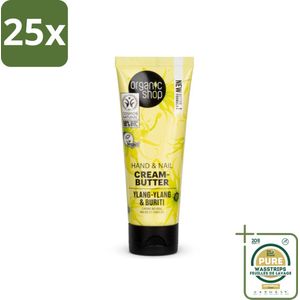 25 x Organic Shop - Ylang-Ylang & Buriti Hand & Nail Cream - Verzachtend en Herstellend - 75 ml - Grootverpakking - Handcrème - Nagelcrème - Ylang-ylang - Buriti Olie - Natuurlijke Handverzorging