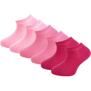6 paar meisjes Sneakersokken - Katoen - SQOTTON® - Roze-Mix - Maat 27-30
