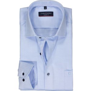 CASA MODA modern fit overhemd - dobby - blauw - Strijkvrij - Boordmaat: 41
