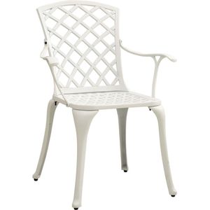 vidaXL 3-delige Bistroset Gietaluminium Wit Tuinbank - Bistroset - Buitentijd - Lounge Set - Aluminum Meubilair