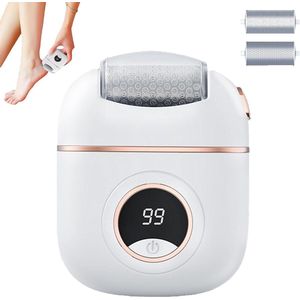 Elektrische voetvijl - Elektrische Eelt Verwijderaar - Elektrische Voetvijl - Eeltvijl - USB Oplaadbaar (incl. USB-kabel) - met 2 Rollen - Waterdicht IPX6 - voor Zolen, Tenen en Hielen - Wit