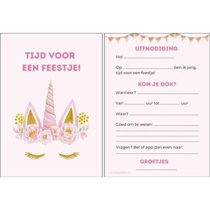 Uitnodiging kinderfeestje | 12 stuks | uitnodigingskaarten | uitnodiging verjaardag | uitnodiging feest | uitnodiging kinderfeestje meisje | uitnodiging kinderfeestje unicorn | uitnodiging feestje