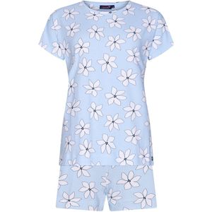 Dames Shortama Rebelle - Flower - Bio Katoen - Lichtblauw - Maat 38
