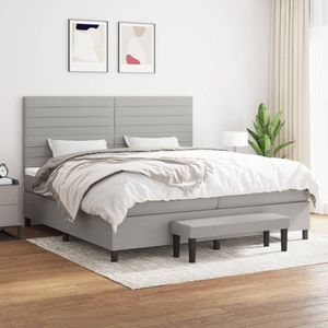 The Living Store Boxspring met matras stof lichtgrijs 200x200 cm - Boxspring - Boxsprings - Pocketveringbed - Bed - Slaapmeubel - Boxspringbed - Boxspring Bed - Eenpersoonsbed - Bed Met Matras - Bedframe - Ledikant