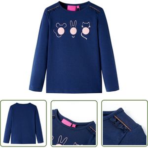 vidaXL Meisjeskleding - Kinderkleding - Kindershirt met lange mouwen 116 marineblauw - Jongenskleding - Langmouwshirts - T-shirts