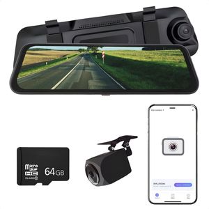 Journeyz® Dual Dashcam - Dashcam voor auto voor en achter - Op Achterspiegel - Touchscreen - WiFi & App - Incl. 64GB SD-kaart - Full HD 2K & 1080P - G Sensor - Loop opname - Nachtzicht - Parkeerbewaking - 170 graden hoek - Dashcams - Auto camera