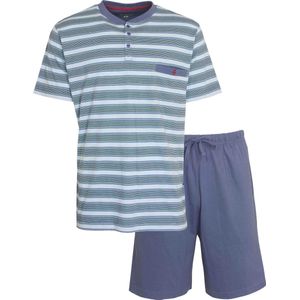 Paul Hopkins Heren Shortama - Pyjama Set - Met Knopen - Blauw - Maat S