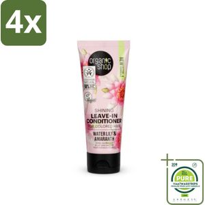 Organic Shop - Shining Leave-In Conditioner Water Lily & Amaranth - 75 ml - Voordeelverpakking - 4 stuks - Leave-in conditioner - Haarverzorging