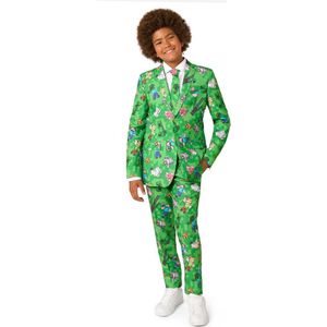 OppoSuits Minecraft Jongens Pak - Kids Kostuum - Blazer, broek en stropdas - Verkleedkleding Tieners - Groen - Game Outfit - Maat EU146/152