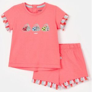 Woody pyjama baby meisjes - koraalrood - lieveheersbeestje - 251-10-WPF-S/488 - maat 80
