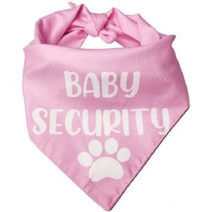 Honden bandana Baby Security roze met witte tekst en honden pootjes - hond - bandana - baby - security - babyshower - gender reveal - geboorte