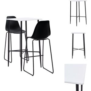 vidaXL Barset Bartafel en Barstoelen - Wit - 60x60x111 cm - Zwart - 48x57x112.5 cm - vidaXL - Set tafel en stoelen
