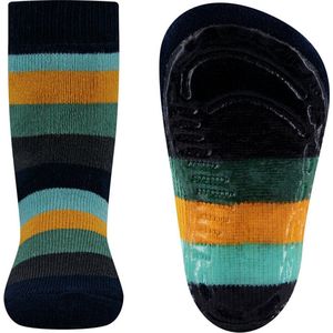 Ewers Antislipsok - Gestreept Donkerblauw/Grijs/Groen/Okergeel/Staalblauw - Siliconenzool-27/28