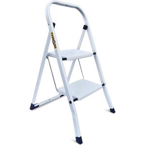 2-Traps Aluminium Kantoorladder 150kg Draagvermogen - Multifunctionele Opvouwbare Trapladder 47 x 91 x 5cm. telescopische ladder