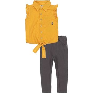 Koko Noko - Kledingset(2delig) - Broek bruin - Blouse geel - Maat 86