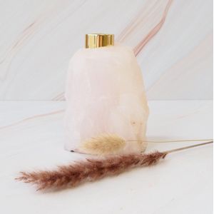 Edelsteen Diffuser- geurstokjes - hervulbaar - vaas - Rozenkwarts - Rockstyle - goudkleurige dop