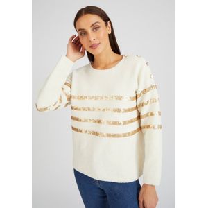 Damart - Trui gestreept met pailletten Thermolactyl - Dames - Wit - M