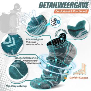 6 Pairs Merino Wool Ankle Socks for Hiking and Running - Breathable Compression Socks