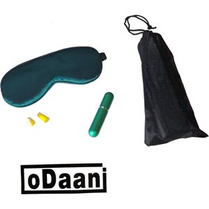 Reisset vliegtuig - Satijnen slaapmasker - oordopjes slapen - navulbare reisflesjes/parfumflesje handbagage - Voetensteun/voetenhangmat - groen - oDaani