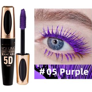Prachtige 5D waterproof paarse kleur mascara die uw ogen een mooie sexy blik geven
