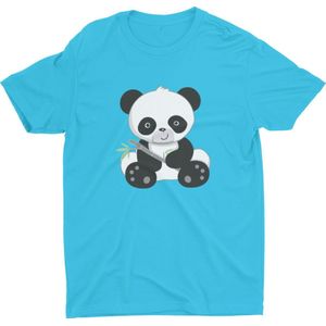 Pixeline Panda #Blue 130-140 10 jaar - Kinderen - Baby - Kids - Peuter - Babykleding - Kinderkleding - Panda - T shirt kids - Kindershirts - Pixeline - Peuterkleding