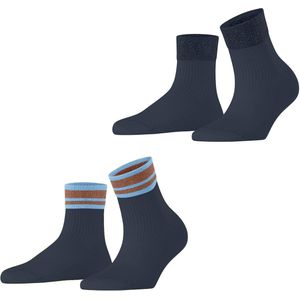 Esprit Retro Glitter 2-Pack gedessineerd katoen multipack sokken dames blauw - maat 35-38