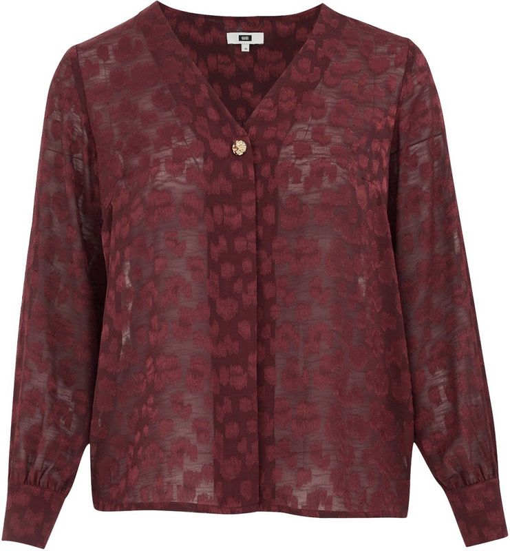 WE Fashion - Blouse - V-hals - Curve - Met Structuur - All-over Vlekjesprint