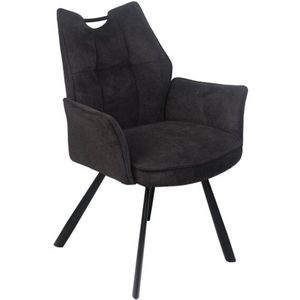 Eetkamerstoel Felien - Antraciet - Chenille - Eetkamerstoelen set van 2