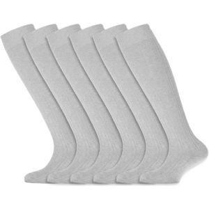 Meisjes sokken | Kniekousen met kabelpatroon | Merk: Yellow Moon | Kleur: Grijs | Maat: 19 t/m 42 | 6 Paar