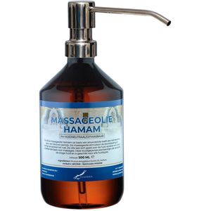 Massageolie Hamam 500 ml met zilveren pomp - 100% natuurlijk - biologisch en koud geperst