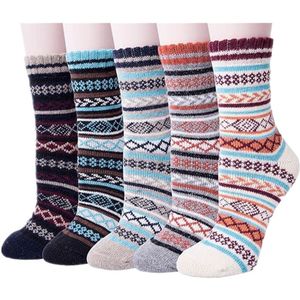 Huissokken - Wintersokken - 5 Paar - Thuissokken - Huissokken Dames en Heren - Verwarmde sokken - Fleece Sokken - Dikke Sokken - Slofsokken - Warme Sokken - Bedsokken - Gevoerde Sokken - Winter Sokken - Cadeautip - KerstMannelijke diamant, eenmaat