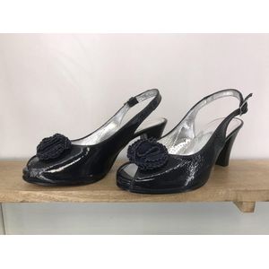 Miss clair - Lak dames schoen - Maat 37 - Blauw - Leren pump - open hak