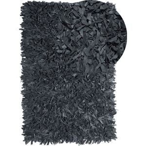 MUT - Shaggy vloerkleed - Zwart - 140 x 200 cm - Leer