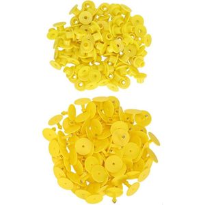 Geschenk voor april - Oortekens dierenidentificatiekaart oormerk anti-verloren 100 stuks voor runderen-schapen-varkens geel zonder woorden 100 sets-pakket .