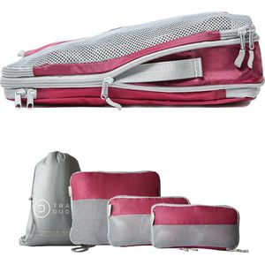 Packing Cube-set met compressie, Packing Cubes, Packing Bags-set & bagage-organizers voor rugzakken en koffers, extra lichte kledingtassen Rood