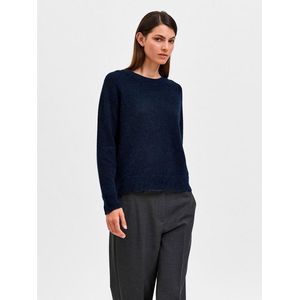 SELECTED FEMME - Slflulu Ls Knit O-Neck B Noos - Pullover - Dark Sapphire
