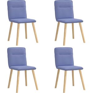 vidaXL - Eetkamerstoelen - 4 - st - stof - jeansblauw