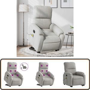 vidaXL Massagestoel elektrisch lichtgrijs - Microvezelstof Elektrische Massagestoel - Sta-opstoel - Massagerugkussen - Ergonomische Stoel - Relaxfauteuil