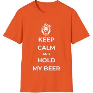EK MERCH - Keep Calm And Hold My Beer - MAAT S (Maat S-2XL beschikbaar) - EK Voetbal 2024 - T shirts - Unisex T-shirt - Oranje shirts - Support Nederland met dit Voetbal shirt