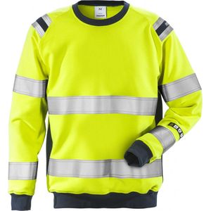 Fristads Flamestat Hi Vis Sweatshirt Klasse 3 7076 Sflh - Hi-Vis geel/marineblauw - 3XL