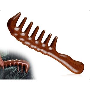 EGoods - Houten kam met brede tanden voor hoofdverzorging, handgemaakt van sandelhout