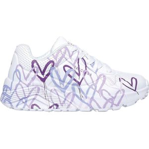 Skechers Uno Lite - Spread The Love Meisjes Sneakers - Wit/Paars - Maat 29