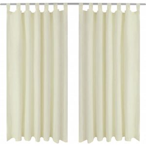 vidaXL-Micro-Satijnen-Gordijnen-met-Ringen-140-x-225-cm-2-stuks-(Creme)