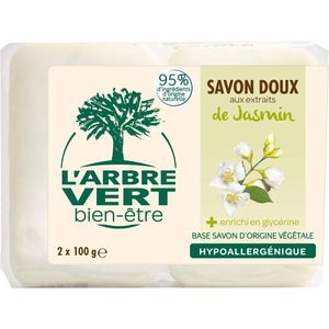 L'arbre vert Jasmijn Vaste Zeep, Hypoallergeen, 2 x 100 g