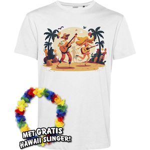 T-shirt Hippies Tropical | Toppers in Concert 2024 | Club Tropicana | Hawaii Shirt | Ibiza Kleding | Wit | maat S