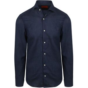 Suitable Overhemd Linnen Donkerblauw (navy) - Maat 42 - Heren - Overhemden Formeel