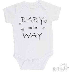 100@ katoenen Romper ""Baby on the way"" Unisex Katoen Wit/zwart Maat 56/62