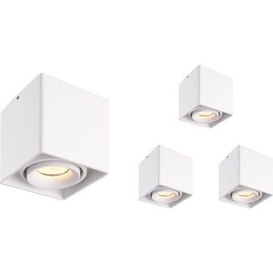 4x Dimbare LED opbouw plafondspot Esto Wit incl. GU10 spot 5W 2700K IP20 kantelbaar