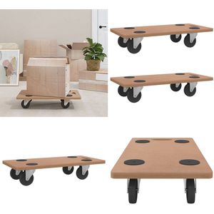 vidaXL Meubelhondjes 2 st rechthoekig bewerkt hout - Meubelhondje - Meubelhondjes - Transporttrolley - Meubelroller