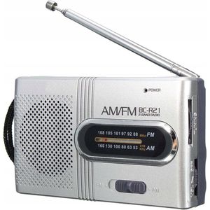 INDIN BC-R21 | Draagbare Mini Noodradio FM/AM - Pocket Radio Speler - Radio voor Rampen - Radio op Batterijen - Transistor Radio op Batterijen - Kleine Radio - Zilver